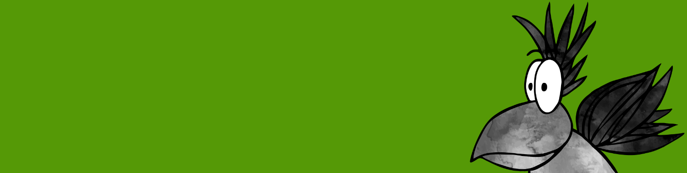 Rechteck: dunkel-grün; SüdStadtKrähe schaut von rechts kommend nach links (c) Dagmar Schmitz Rechteck: dunkel-grün; SüdStadtKrähe schaut von rechts kommend nach links