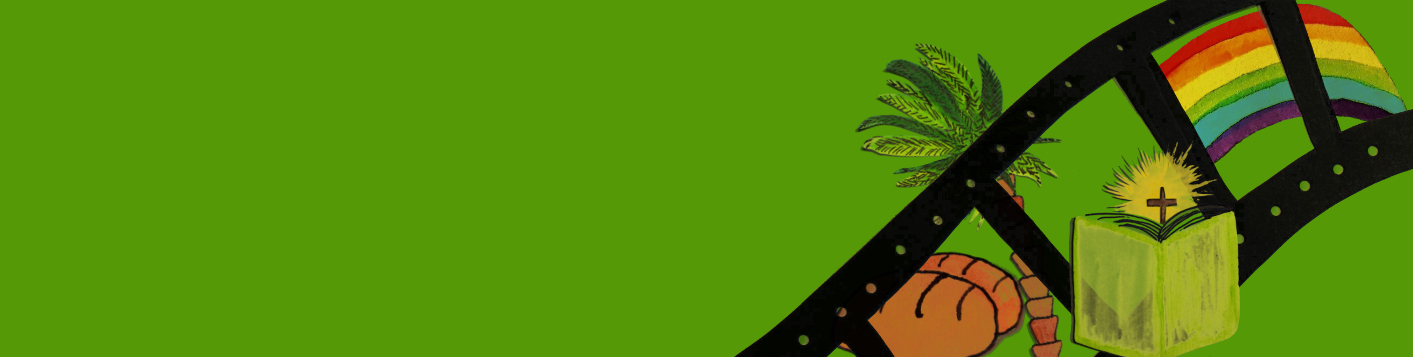 Rechteck, hellgrün mit diagonal verlaufende Filmspulen in der rechten Hälfte. In den Leefeldern schauen Symbole heraus. (c) Birgit Hellmanns Rechteck, hellgrün mit diagonal verlaufende Filmspulen in der rechten Hälfte. In den Leefeldern schauen Symbole heraus.