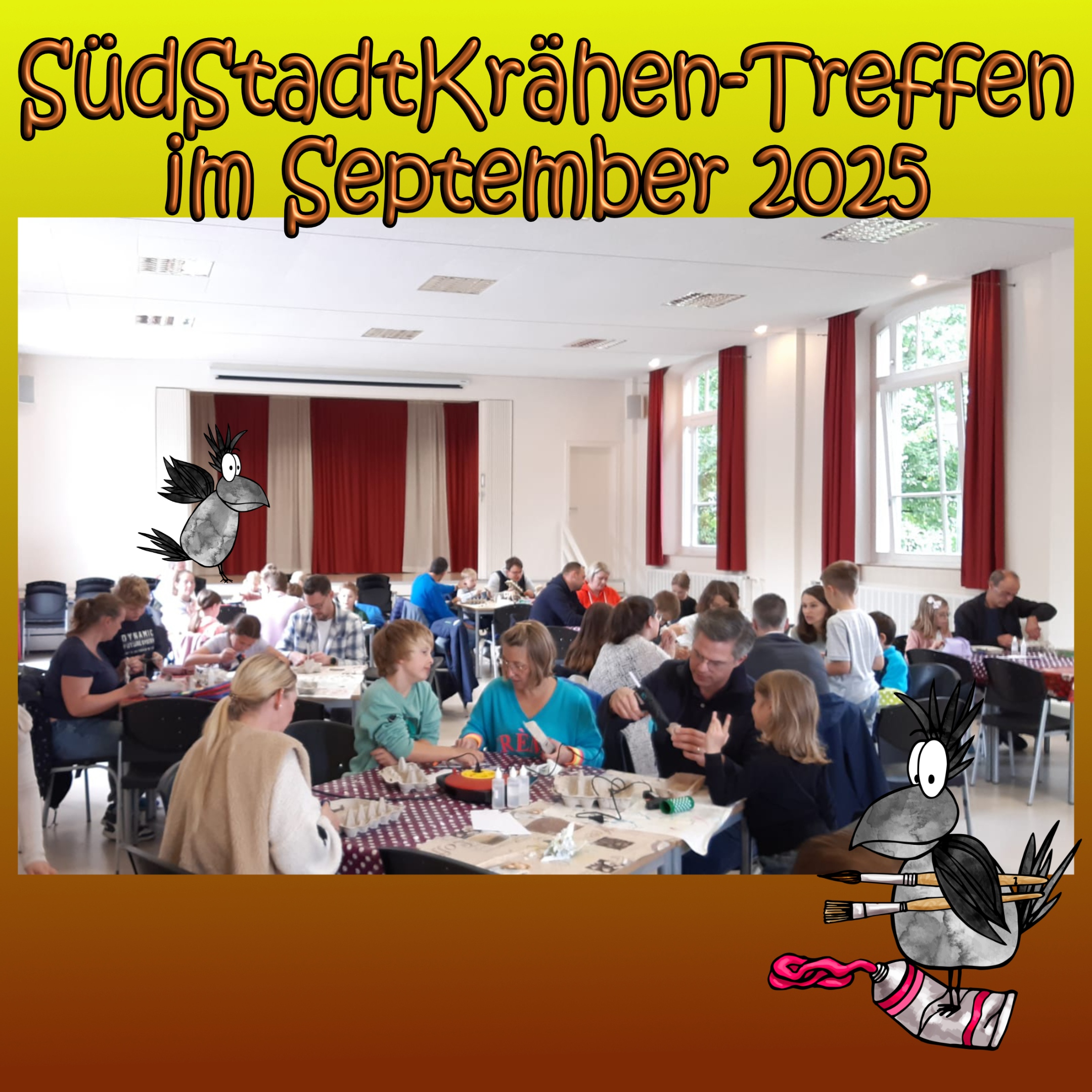 viele Eltern gestalten mit ihren Kindern Eierkartons als phantasievolle Gesichter.